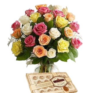 25 colorful roses with chokolates | Flower Delivery Tula